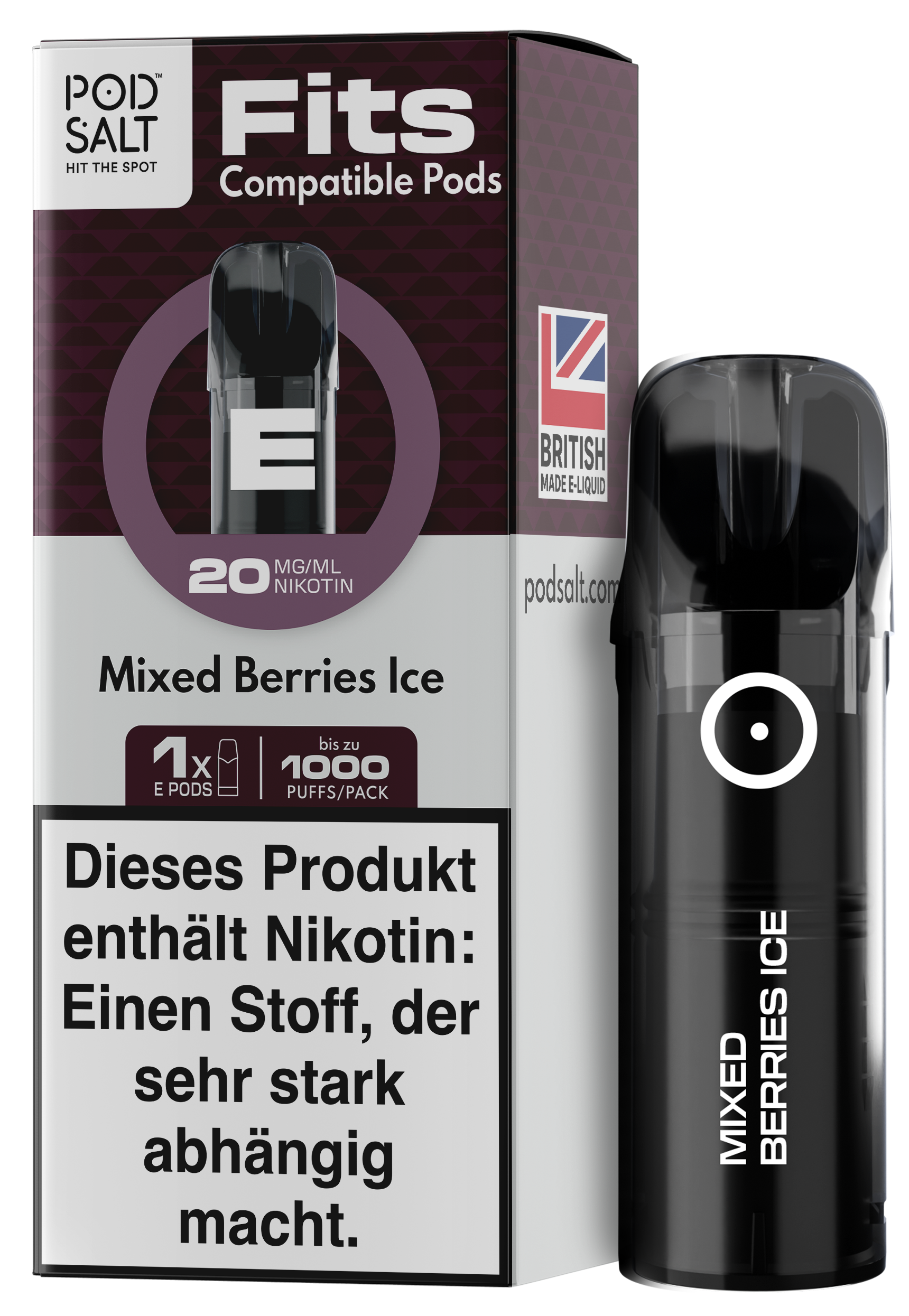 Pod Salt - Fits Pods Mixed Berries Ice 20mg/ml - 3 Pack