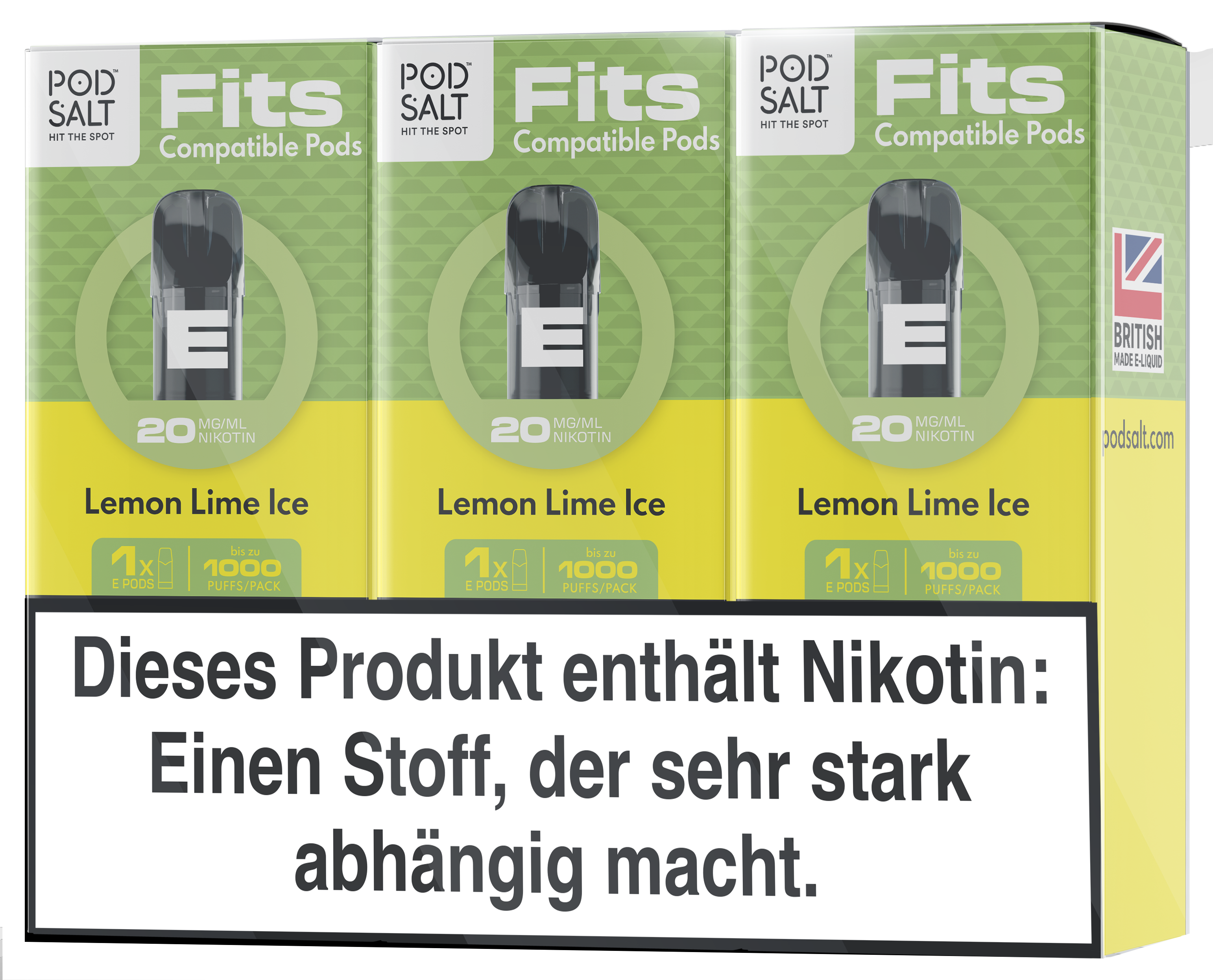 Pod Salt - Fits Pods Lemon Lime Ice 20mg/ml - 3 Pack