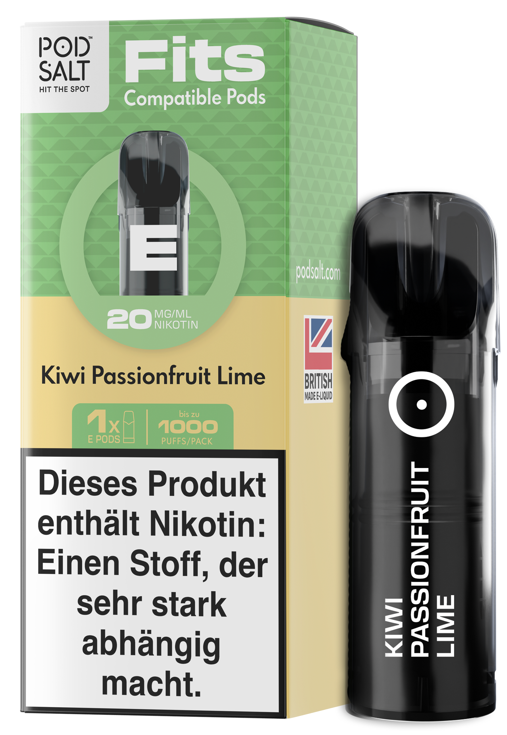 Pod Salt - Fits Pods Kiwi Passionfruit Lime 20mg/ml - 3 Pack