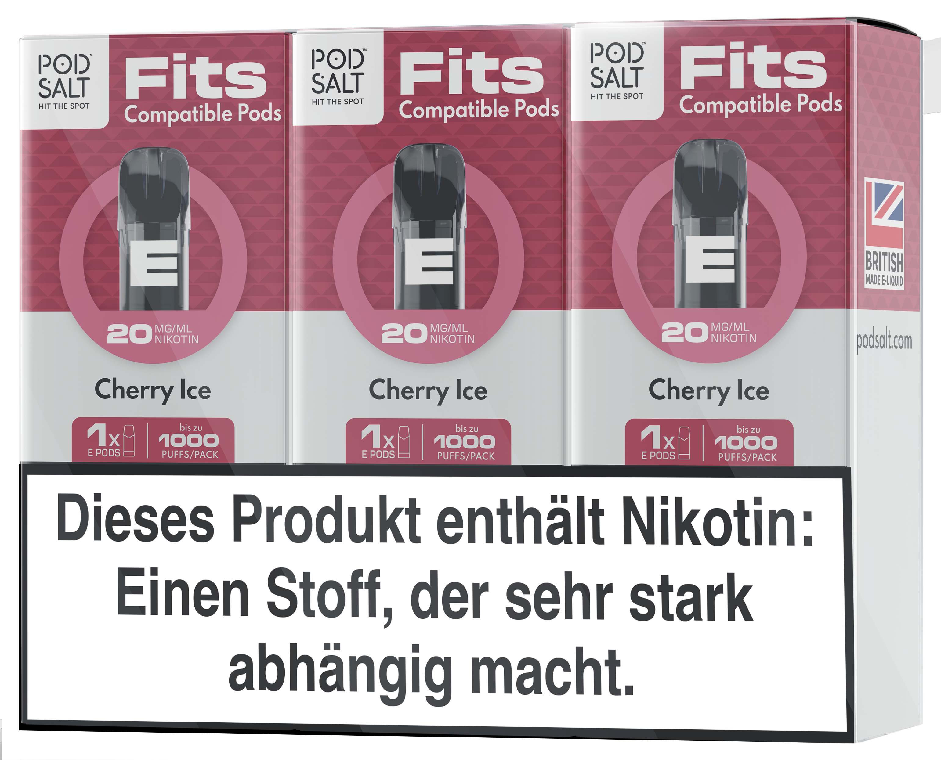 Pod Salt - Fits Pods Cherry Ice 20mg/ml - 3 Pack